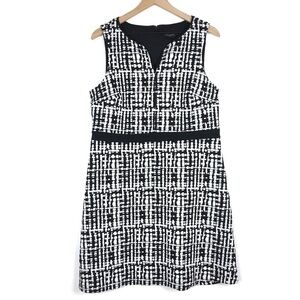 ANN TAYLOR Dress Split V Neck Sleeveless Retro Mod Style Petite Plus Size 14P